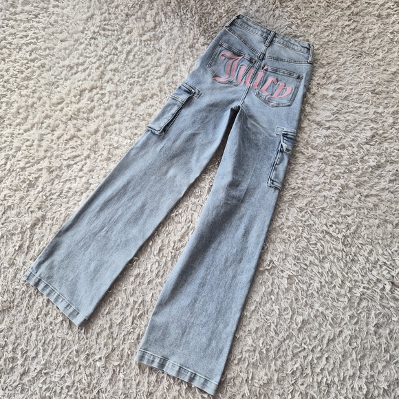 NWOT Juicy Couture Y2K Cargo Jeans w/ Pink Logo Back Pockets | Size 0 / 24 - Picture 2 of 16